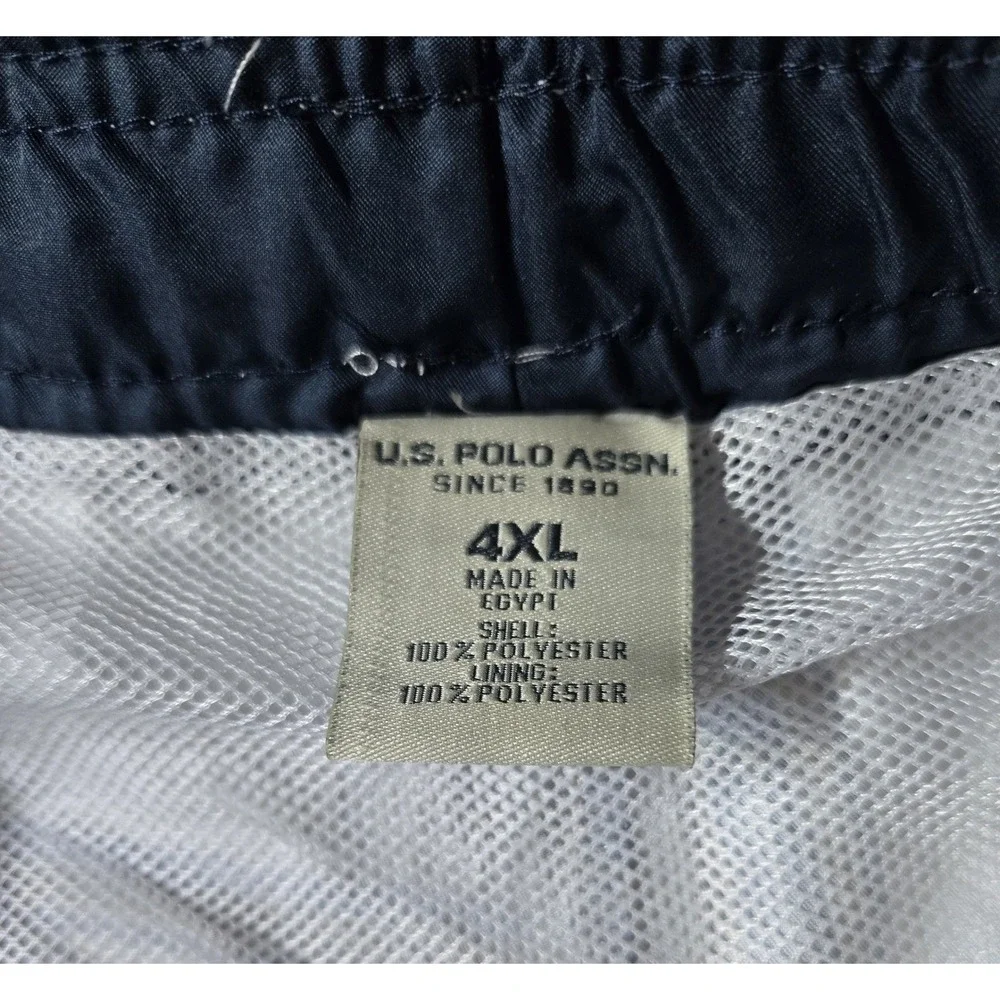 US Polo Assn Mens Plaid Swim Trunks Shorts Blue White Red Logo Size 4XL